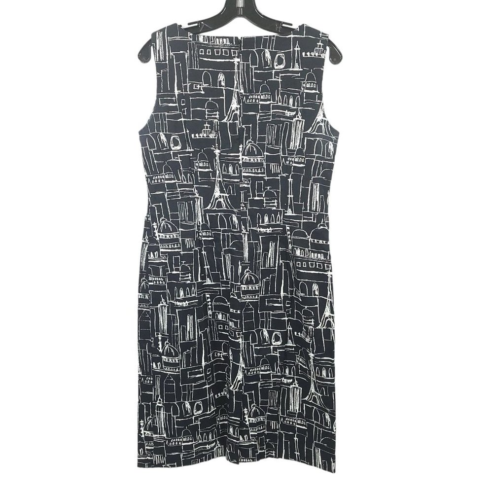 Grace Elements City Print Sleeveless Scoop Neck Dress Womens Sz 10 Black White - Picture 2 of 10